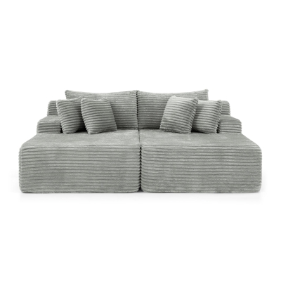 2-Seater Compressed Foam Lounge Sofa with Velvet Fabric and No Wood Frame, Gray