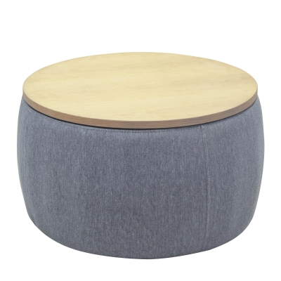 2-in-1 Round Storage Ottoman with Removable Lid, Dark Grey