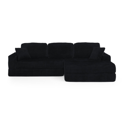 Right-Arm L-Shape Modular Sectional Sofa with Plush Foam-Filled Seats, Black