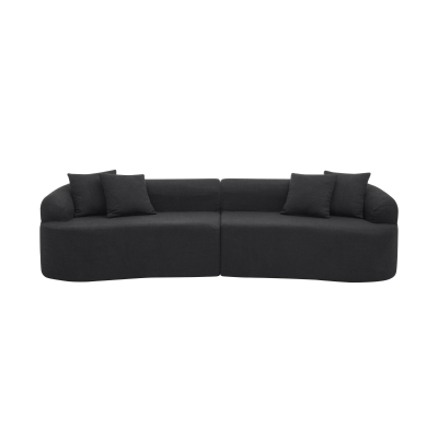 Curved Modular Sectional Sofa with Lambswool Fabric, Black