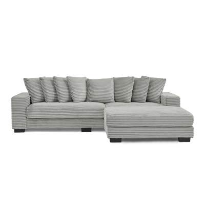 Tufted Corduroy Upholstered Sectional Sofa with Reversible Chaise, Gray