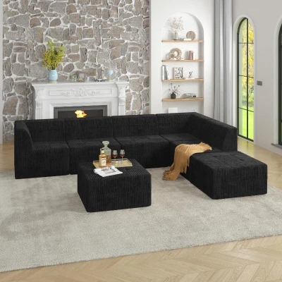 L-Shape Modular Sectional Sofa with Foam-Filled Cushions for Plush Comfort, Black