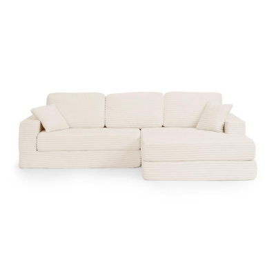 Right-Facing L-Shaped Modular Sectional Sofa with Spring-Supported Seats, Beige