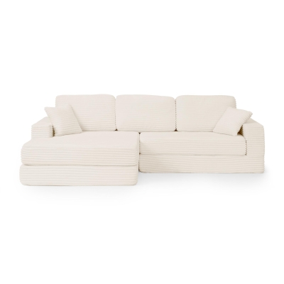 Left-Arm L-Shape Modular Sectional Sofa with Plush Foam-Filled Seats, Beige