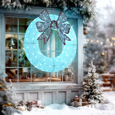 Outsunny 36" Lighted Christmas Wreath with Dual Color LED & Timer