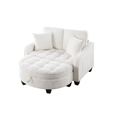 2-Seater Sofa Chaise Lounge with Irregular Curved Armrests, Beige