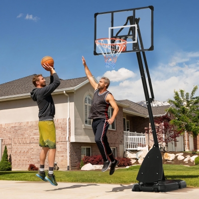 Soozier Outdoor Portable Basketball Hoop and Stand with Backboard Weighted Base Wheels, 115.4"-137.8" Height Adjustable