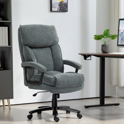 HOMCOM Big and Tall Executive Office Chair, Up to 450 lbs. Heavy Duty Desk Chair, Computer Chair for Heavy People, Grey