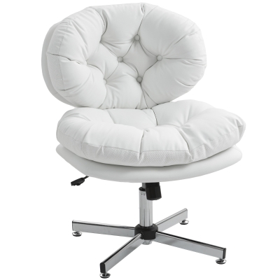 HOMCOM Computer Desk Chair, Armless Office Chair with Wide Padded Seat and Adjustable Height, White