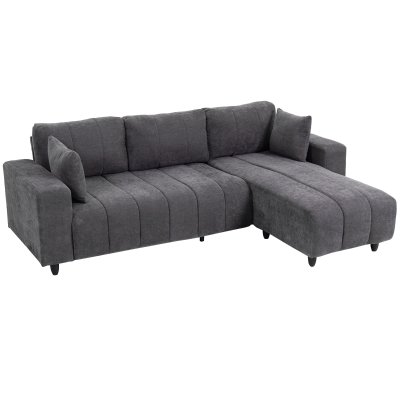 HOMCOM Sectional Couch with Integrated Seat, 3 Seater L-Shaped Sofa with Changeable Chaise, Spring Cushion, 2 Pillows, Grey