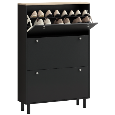 HOMCOM Shoe Storage with 3 Flip Drawers and Adjustable Shelves, Entryway Shoe Storage Cabinet for 24 Pairs of Shoes, Black