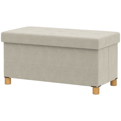HOMCOM Storage Ottoman Bench, Velvet Upholstered Foldable Ottoman Footrest, Foot Stool with Wood Legs for Living Room, Bedroom