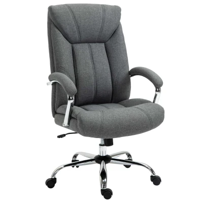 Vinsetto High Back Swivel Office Chair Task Ergonomic Linen Fabric Computer Chair, with Arm, Adjustable Height, Grey