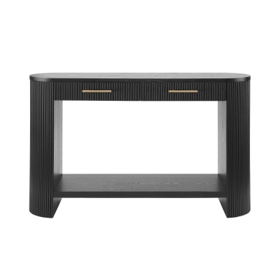 Farmhouse Console Table with Storage and Drawers, Narrow Wood Sofa Table for Living Room, Hallway, 47.5'' L x 14.5'' W x 30'' H, Black