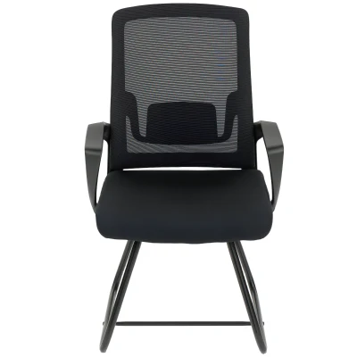 HOMCOM Desk Chair, Desk Chair No Wheels with Mesh Back, Lumbar Support, Metal Base for Reception, Conference