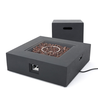 50000 BTU Outdoor Square Propane Fire Pit Table with Tank Holder, Lightweight Concrete, Fire Pit Top for Gathering, 40" L x40" W x 12.5" H, Dark Gery
