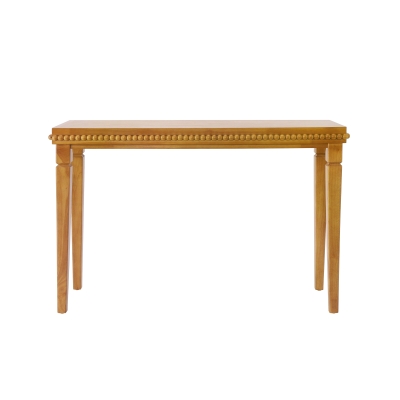 Farmhouse Console Table with Beaded Trim and Natural Wood, Accent Sofa Table for Living Room, Hallway, 47.5'' L x 16'' W x 32'' H, Brown