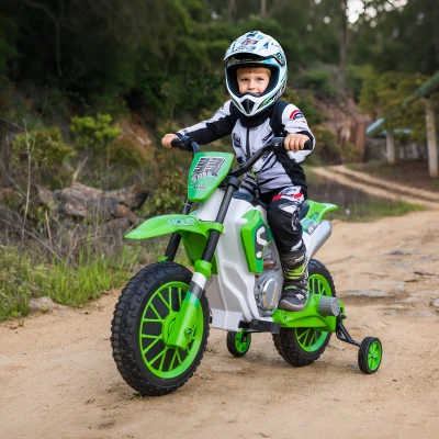 Aosom 12V Kids Electric Motorcycle Ride-On Toy, Green