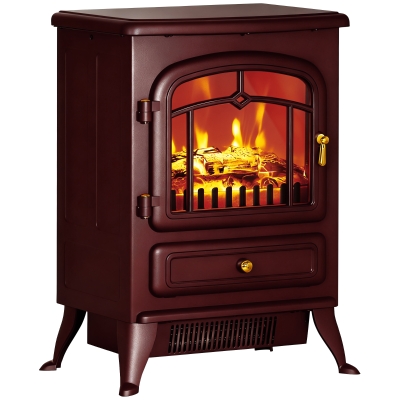 HOMCOM 22" Electric Fireplace Heater with LED Flames, 1500W, Red