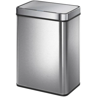 HOMCOM 13.2 Gallon Sensor Can, Automatic Garbage Can with Soft-Close Lid, Fingerprint-Proof Stainless Steel, Silver