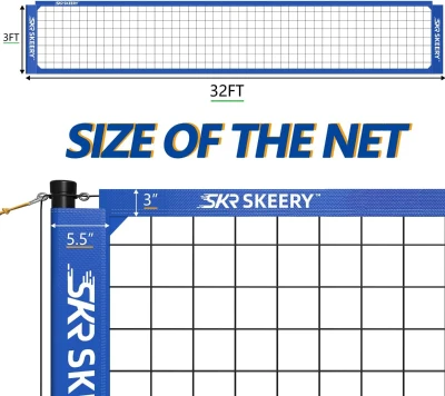 Outdoor Heavy-Duty Volleyball Net Set with Anti-Sag Design, Adjustable Aluminum Poles, Portable for Backyard, Grass & Beach (Imported, Polyester Components)
