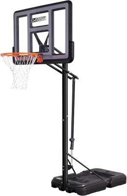AWII SPORT Portable Outdoor Basketball Hoop — 44-inch Impact-Resistant PC Backboard, Labor-Saving Quick-Adjust 4.8–10 ft System with Wheels