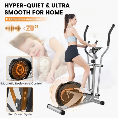Dripex Elliptical Trainer - Ultra-Quiet Magnetic Home Elliptical with 6KG Flywheel, 8 Resistance Levels, LCD Display & Pulse Sensor