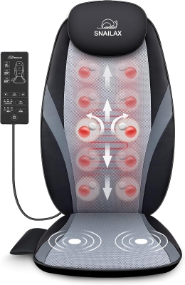 Snailax Shiatsu Back and Seat Massage Pad with Heat — Kneading Deep-Tissue Chair Massager for Home & Office, Gift for Mom and Dad