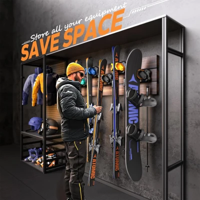 Universal Ski & Snowboard Wall Rack – Garage Mount Holders for Damage-Free, Space-Saving Winter Gear Organization