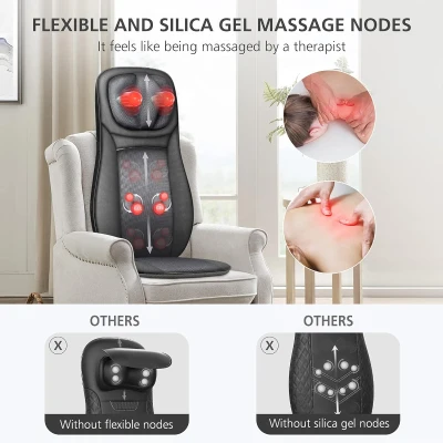 Snailax Shiatsu Neck & Back Massager with Heat — Full-Back Kneading and Rolling Massage Chair Pad with Height Adjustment