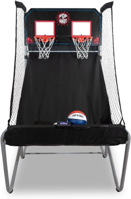 Pop-A-Shot Home Dual Shot Arcade Basketball Game — Sensor Scoring Hoop with 16 Game Modes, 7 Balls, Foldable & Mobile for Easy Storage