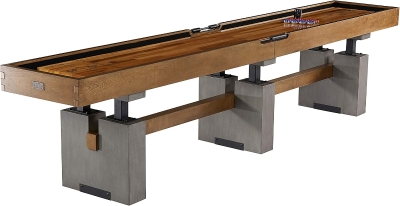 Barrington Shuffleboard Urban Collection 12' Competition Shuffleboard Table — Butcher Block Playfield, Preassembled Mainframe & Accessories