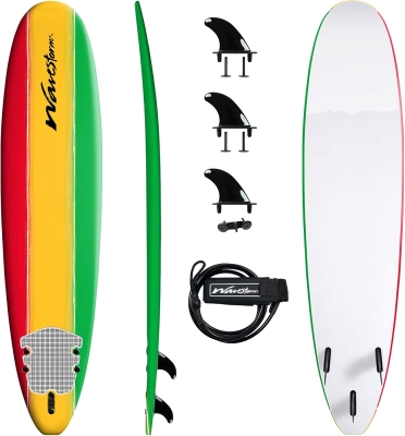 Wavestorm 8' Classic Soft-Top Surfboard with Rasta Graphic