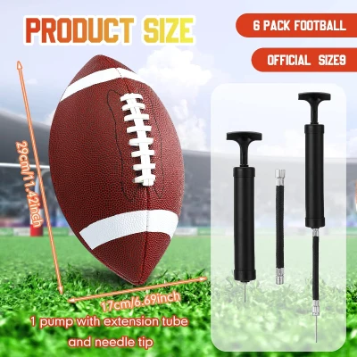 Jerify Official-Size PU Composite Leather Footballs – Bulk Training Set with Pump (6-Pack)