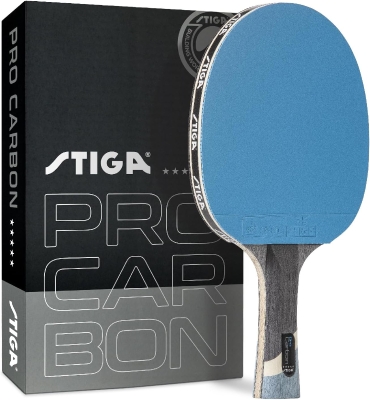 STIGA Pro Carbon Tournament Racket — Carbon-Enhanced Performance Blade with Advanced Technologies (Red/Blue)