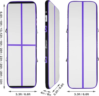 FBSPORT Inflatable Air Gymnastics Track – 20ft, 4/8-inch Thick Inflatable Training Mat with Electric Pump for Home, Club and Professional Use