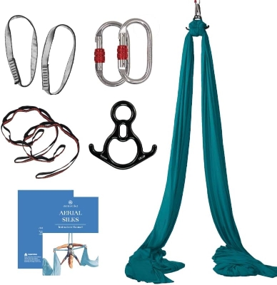 9-Yard Aerial Silks Kit — Heavy-Duty Tricot Hammock with Complete Hardware & Manual | Versatile Aerial Swing for Flying Yoga, Gymnastics & All Skill Levels (Rig Up to 13 ft)