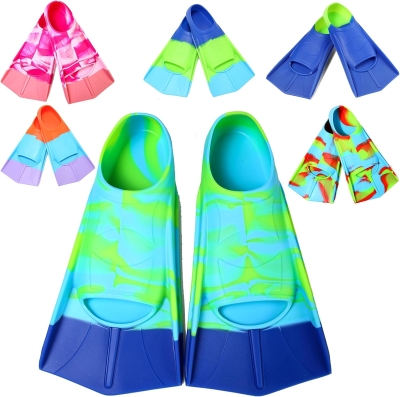 Children's Training Swim Fins — Short, Comfortable Flippers for Lap Swimming (Girls, Boys, Beginners)