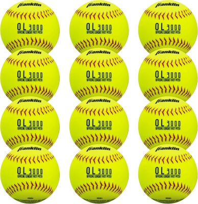 Franklin Sports OL3000 Fastpitch Official Game Softball - 12"" Optic Yellow, Tournament Grade, Single Ball
