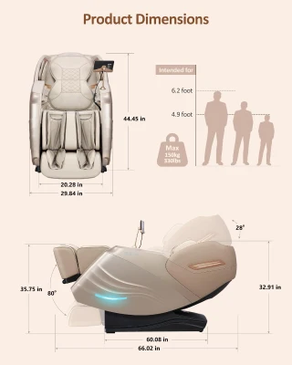 RELX 2025 Full-Body Massage Chair – 15-Mode Zero Gravity SL-Track Shiatsu Recliner with Built-In Heat, Airbag Body Scan, Deep Yoga Stretch, Calfrest Extension & AI Control (Cream)