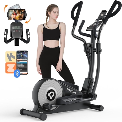 pooboo E399 Elliptical Trainer — 16 Resistance Levels, Ultra-Quiet Magnetic Rear Drive, LCD Console, 15.5 in Stride, 350 lb Max Weight