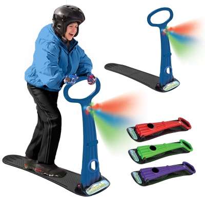 Geospace Winter Ski Skate – Foldable Snow Scooter / Ski Skooter with Handle LED | Portable Sandboard & Snow Skate for Kids and Teens