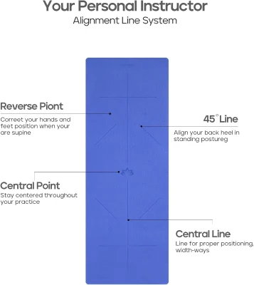 Heathyoga Eco TPE Yoga Mat with Body Alignment System, Double-Sided Non-Slip Texture, 6mm Thick, Extra-Large 72"" x 26"" (SGS Certified)