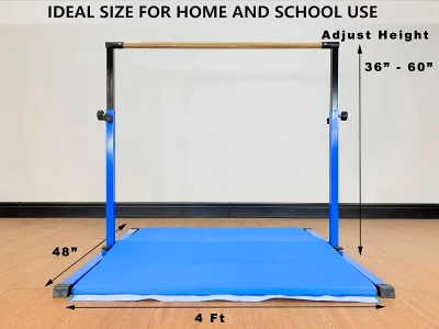 MARFULA 5FT/4FT Gymnastic Kip Bar Set with Mat — 4 ft Inner Width, Adjustable 36–60 in, Professional Home & Club Training