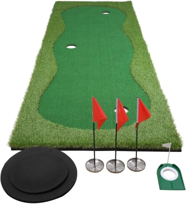 Chriiena Large Practice Putting Green Mat — Professional Indoor/Outdoor Golf Training Surface