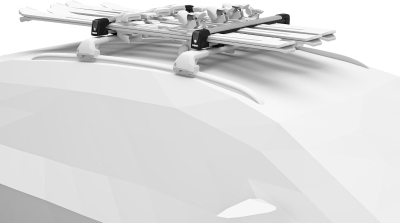 Thule SnowPack Large Roof Rack — Silver Ski & Snowboard Carrier, Holds 6 Pairs of Skis or 4 Boards