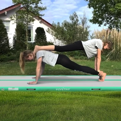 VOFiTNY Inflatable Tumbling Track with Octagon Air Barrel and Electric Pump for Home & Gym