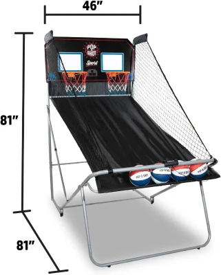 Pop-A-Shot Dual Shot Sport — Foldable Home Arcade Basketball Game with Paddle Scoring, 10 Game Modes, 4 Balls