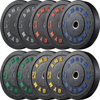 AMGYM 260 lb Bumper Plate Set — 2-Inch Olympic Rubber Weight Plates (Color-Coded), Durable Choice for Home/Pro Strength Training