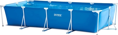 Intex Rectangular Frame Backyard Pool, 14.75 ft x 86 in x 33 in with Flow Control Valve, Blue (Pool Only)